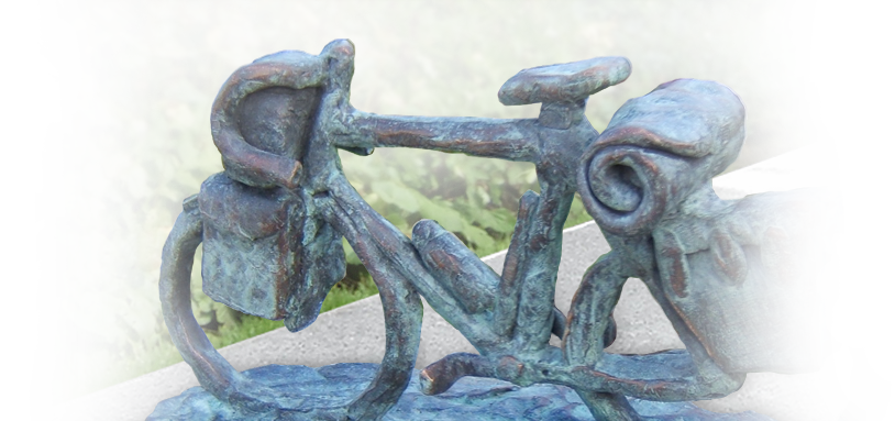 bronzen grafdecoratie fiets brons