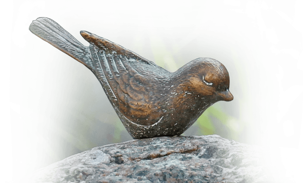 bronzen grafdecoratie vogeltje