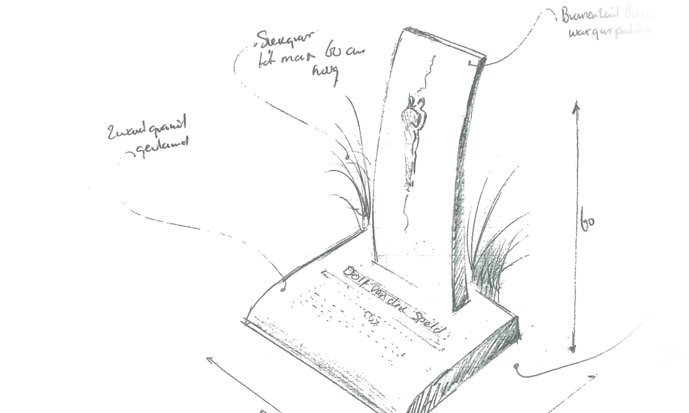 bronzen zuilen ontwerp grafzerk