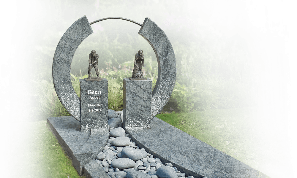 duurzame grafmonumenten brons beeldje man en vrouw