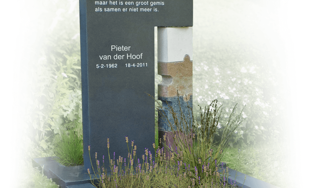 natuursteen grafzerk bestaande uit verschillende soorten natuursteen
