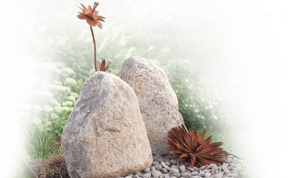 natuurlijke grafstenen bloemen cortenstaal