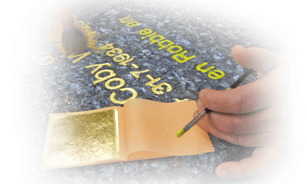 den hollandsche gedenktekens belettering grafsteen bladgoud