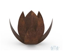 Bruin gepatineerde 'lotus' urn van brons
