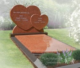 Dubbel grafmonument met harten