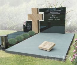 Dubbel grafmonument van natuursteen met kruis