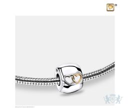 Entwined Hearts Ashes Bead Pol Silver and Gold Vermeil