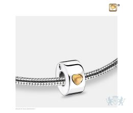 Glowing Heart Ashes Bead Pol Silver and Gold Vermeil