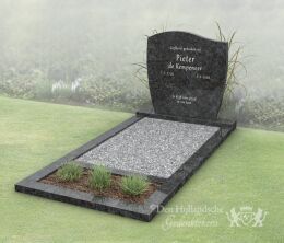 Golfkop grafmonument met bloemstrook