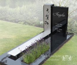 Grafmonument met RVS band en orchideeën