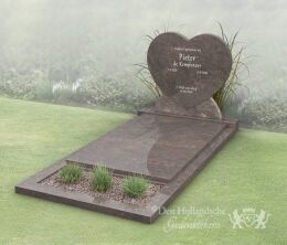 Grafmonument met gesloten dekplaat en bloemstrook