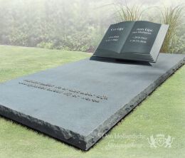 Grafmonument met opengeslagen boek