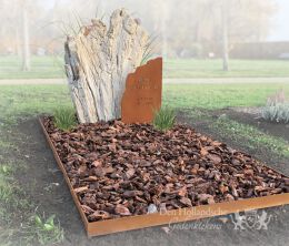 Grafmonument versteend hout en cortenstaal