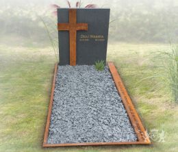 Grafsteen met kruis cortenstaal