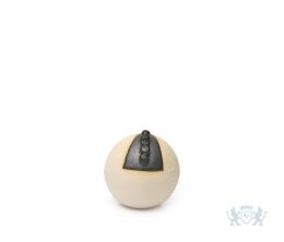 Keramische beige bolvormige urn met zwart element | 0.1L