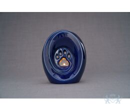 Keramische dierenurn met poot - Kobalt blauw