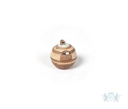Keramische mini urn bruin bol met decoratie 0.1L