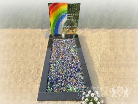 Kindergrafsteen glas met regenboog 003