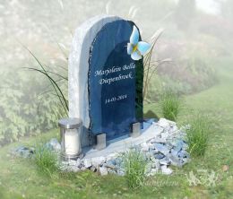 Kindermonument blauw glas