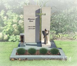 Kort grafmonument met bronzen Engel