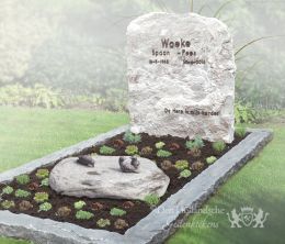 Natuurlijk grafmonument met ruwe witte steen