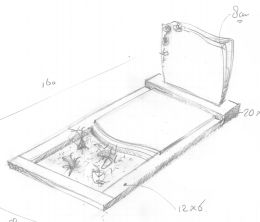 Schets grafsteen met gehakte rozen