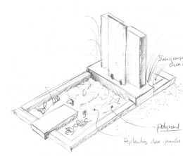 Schets grafsteen met glasplaat