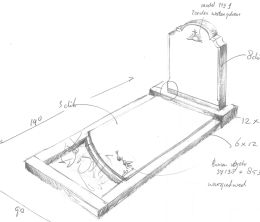 Schets klassieke grafsteen met bloemsparing