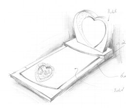 Schetsontwerp grafsteen met harten