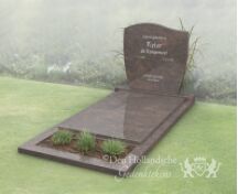 Budget golfkop grafsteen met dekplaat en bloemstrook foto 7