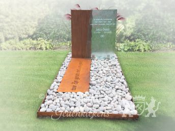 Cortenstaal grafmonument met glas