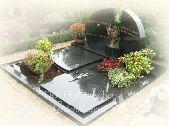 Dubbel grafmonument met bronzen boom