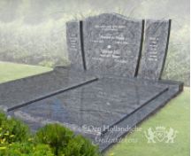 Dubbel grafmonument met driedelige letterplaat foto 1