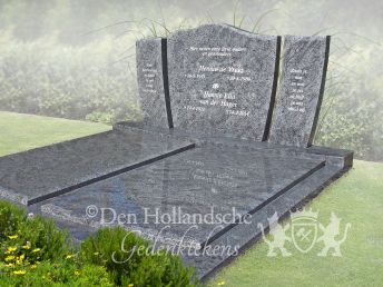 Dubbel grafmonument met driedelige letterplaat