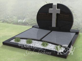 Dubbel grafmonument met kruis