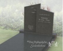 Eenvoudig grafmonument met schuine lettersteen foto 3