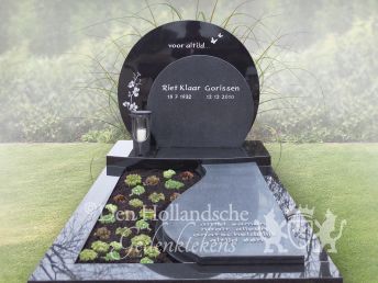 Enkel grafmonument met ronde lettersteen