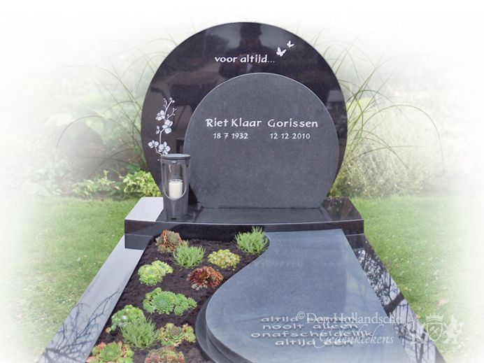 Enkel grafmonument met ronde lettersteen foto 1