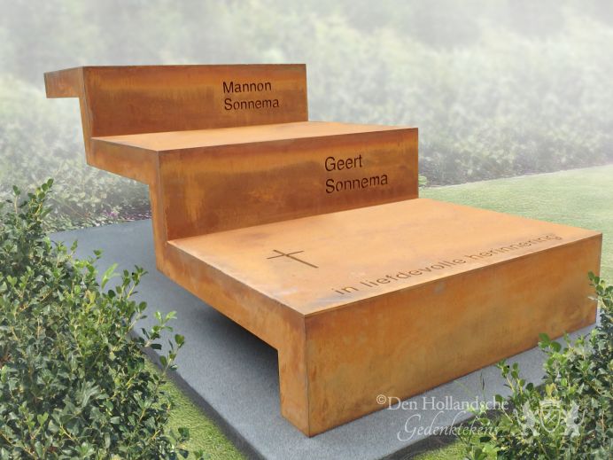 Grafkunst gedenkteken van cortenstaal foto 1