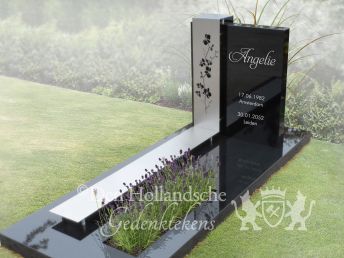 Grafmonument met RVS band en orchideeën