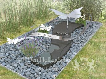 Grafmonument met RVS vlinders