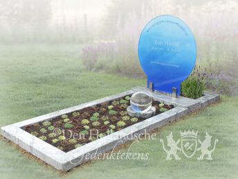 Grafmonument ronde letterplaat glas