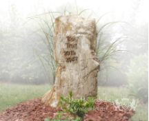 Grafmonument versteend hout met bronzen belettering foto 1