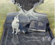 Grafsteen met hartvorm en hondje foto 3