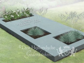 Grafzerk met 3 uitsparingen voor beplanting