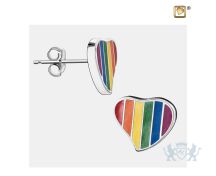 Leaning Heart Pride Rainbow Stud Earrings Pol Silver foto 1