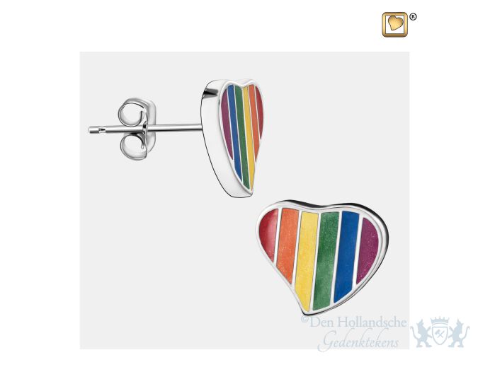 Leaning Heart Pride Rainbow Stud Earrings Pol Silver foto 1