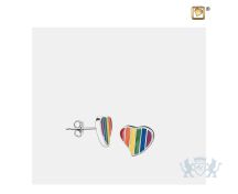 Leaning Heart Pride Rainbow Stud Earrings Pol Silver foto 1