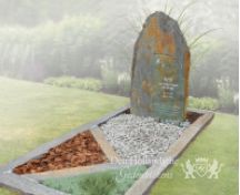 Leistenen grafmonument met roestbruine tinten foto 1