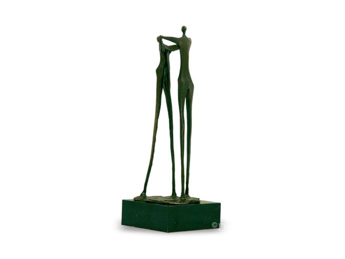 Bronze mini urn dansende mensen groen foto 1